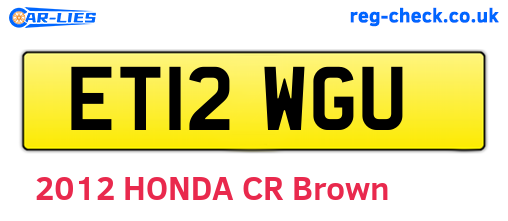 ET12WGU are the vehicle registration plates.