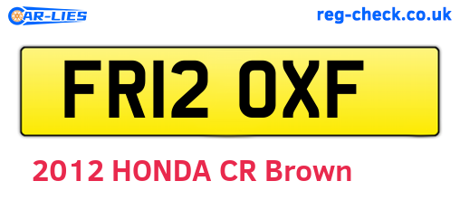FR12OXF are the vehicle registration plates.