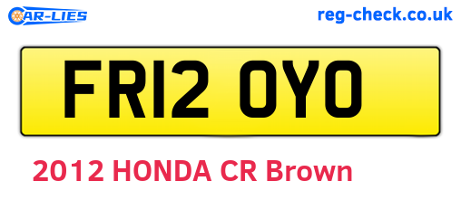 FR12OYO are the vehicle registration plates.