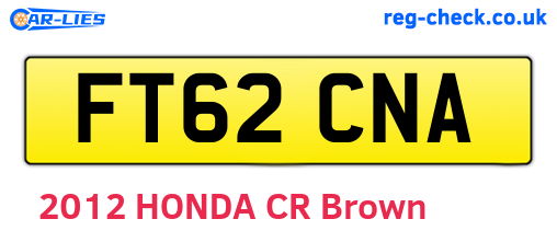 FT62CNA are the vehicle registration plates.