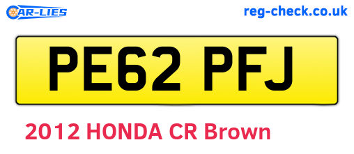 PE62PFJ are the vehicle registration plates.