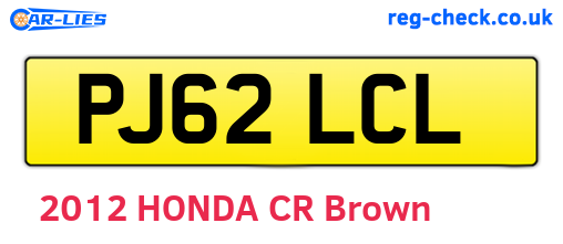 PJ62LCL are the vehicle registration plates.