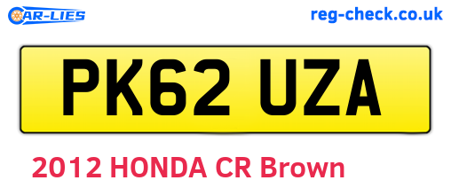PK62UZA are the vehicle registration plates.