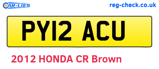 PY12ACU are the vehicle registration plates.