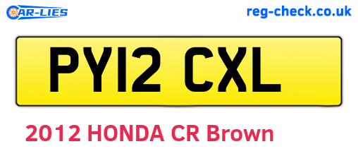 PY12CXL are the vehicle registration plates.