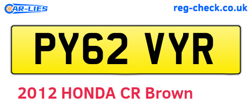 PY62VYR are the vehicle registration plates.