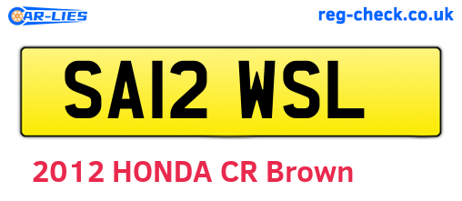 SA12WSL are the vehicle registration plates.