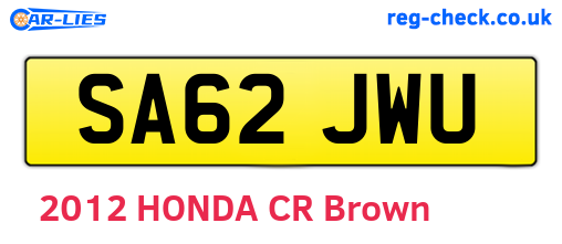 SA62JWU are the vehicle registration plates.