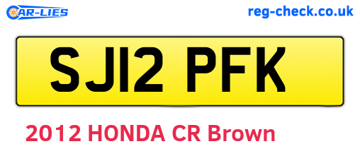 SJ12PFK are the vehicle registration plates.