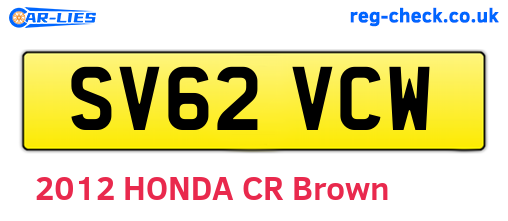 SV62VCW are the vehicle registration plates.
