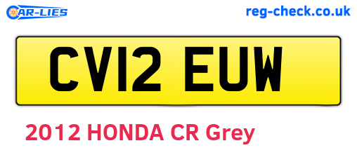 CV12EUW are the vehicle registration plates.