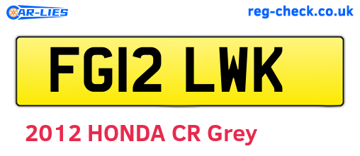 FG12LWK are the vehicle registration plates.