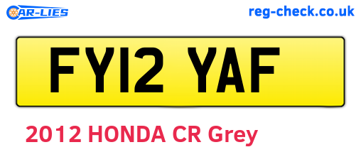 FY12YAF are the vehicle registration plates.