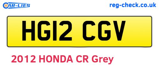 HG12CGV are the vehicle registration plates.