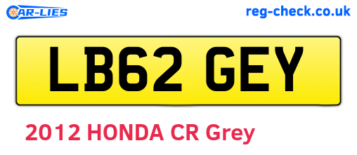 LB62GEY are the vehicle registration plates.
