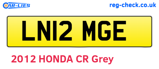 LN12MGE are the vehicle registration plates.