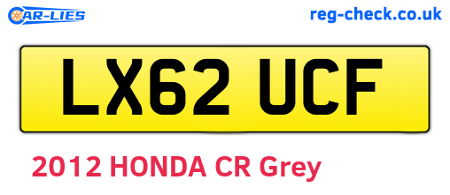 LX62UCF are the vehicle registration plates.