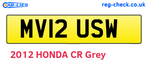 MV12USW are the vehicle registration plates.