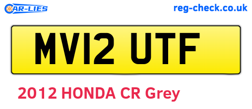 MV12UTF are the vehicle registration plates.