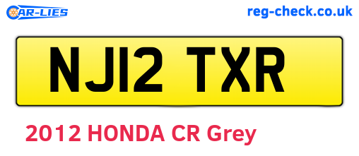 NJ12TXR are the vehicle registration plates.