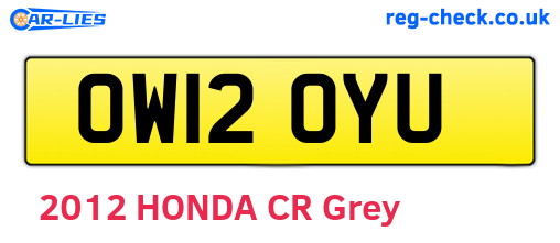 OW12OYU are the vehicle registration plates.