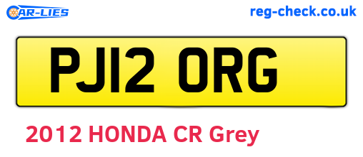 PJ12ORG are the vehicle registration plates.