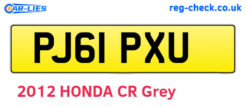 PJ61PXU are the vehicle registration plates.