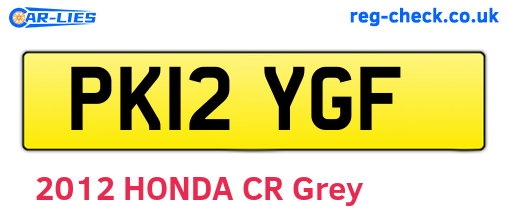 PK12YGF are the vehicle registration plates.