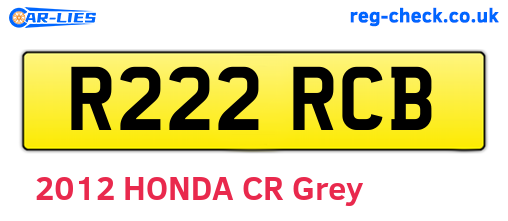 R222RCB are the vehicle registration plates.