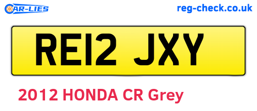 RE12JXY are the vehicle registration plates.