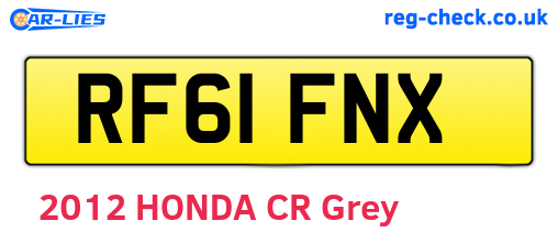 RF61FNX are the vehicle registration plates.