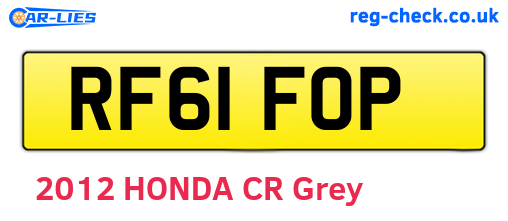 RF61FOP are the vehicle registration plates.