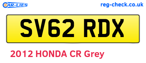 SV62RDX are the vehicle registration plates.
