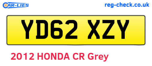 YD62XZY are the vehicle registration plates.