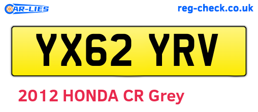 YX62YRV are the vehicle registration plates.