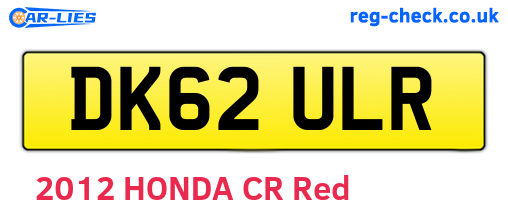 DK62ULR are the vehicle registration plates.