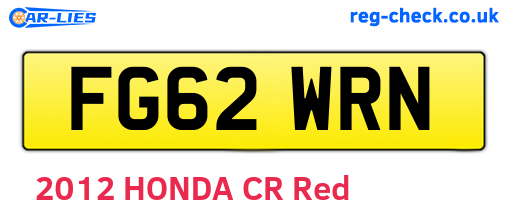 FG62WRN are the vehicle registration plates.