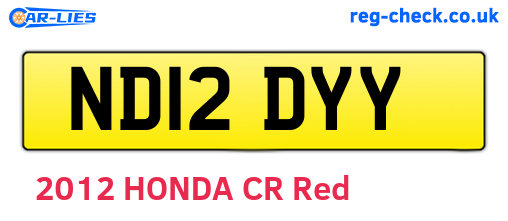 ND12DYY are the vehicle registration plates.