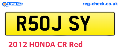R50JSY are the vehicle registration plates.