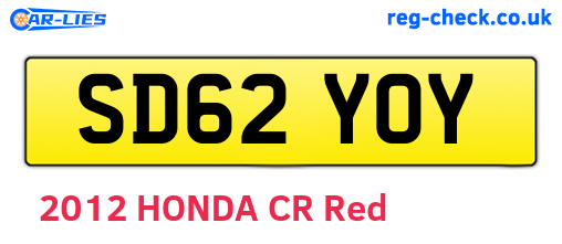 SD62YOY are the vehicle registration plates.