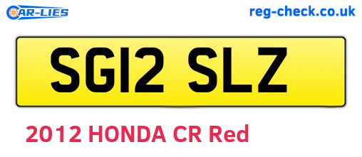 SG12SLZ are the vehicle registration plates.