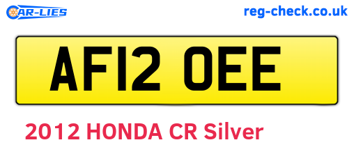 AF12OEE are the vehicle registration plates.