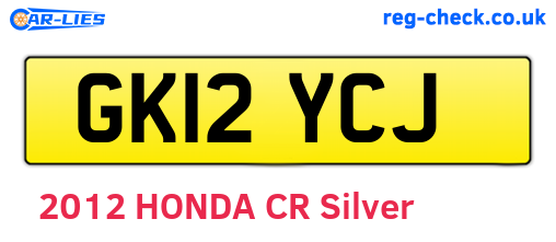 GK12YCJ are the vehicle registration plates.