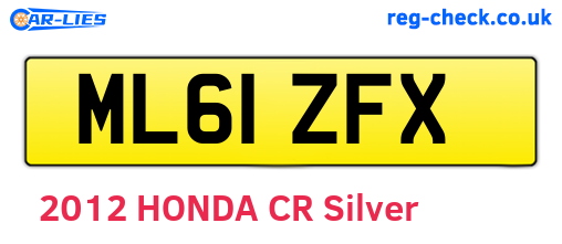 ML61ZFX are the vehicle registration plates.