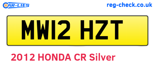 MW12HZT are the vehicle registration plates.