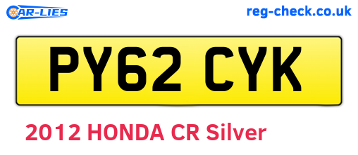 PY62CYK are the vehicle registration plates.