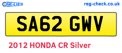 SA62GWV are the vehicle registration plates.