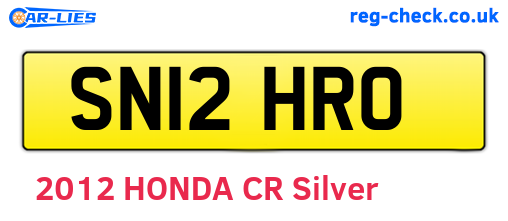 SN12HRO are the vehicle registration plates.