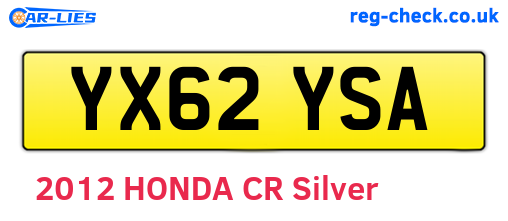 YX62YSA are the vehicle registration plates.