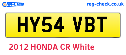 HY54VBT are the vehicle registration plates.